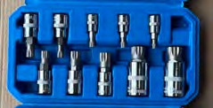 JGO. DADOS TORX 12 PUNTOS 4-18MM MANDO 1/4 - 3/8 - 1/2 DE 10 PCS