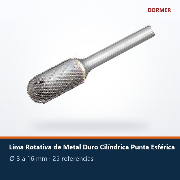 LIMA ROTATIVA DE METAL DURO CILÍNDRICA PUNTA ESFÉRICA