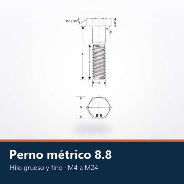PERNO HEXAGONAL MÉTRICO CLASE 8.8