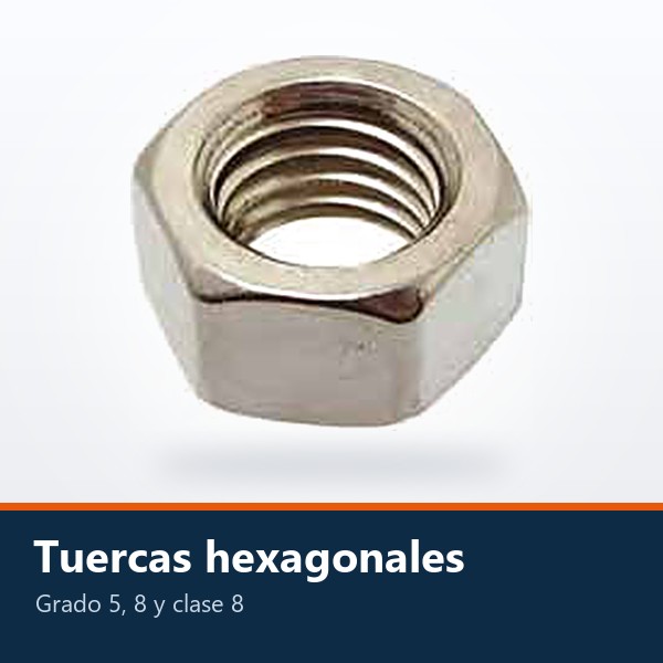 TUERCA HEXAGONAL (GRADO 5, GRADO 8 Y MÉTRICA CLASE 8)