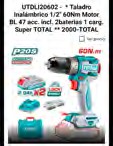 TALADRO INALAMBRICO 12 60NM MOTOR BL 47 ACC. INCL. 2 BATERIAS 1 CARG. SUPER TOTAL