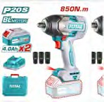 Llave de Impacto dado cuadradro 12 MotorBL 850Nm incl.2 baterias 4Ah y cargador Super TOTAL
